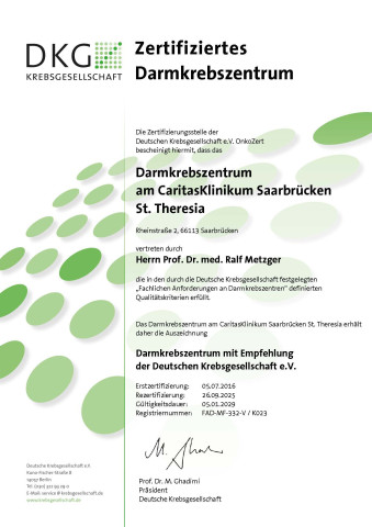 DKG Zertifikat: Darmkrebszentrum