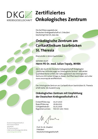 DKG Zertifikat: Onkologisches Zentrum