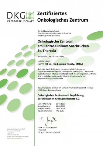 DKG Zertifikat: Onkologisches Zentrum
