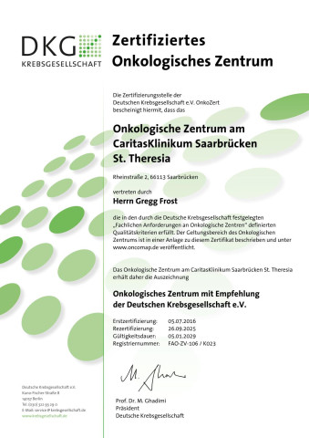 DKG Zertifikat: Onkologisches Zentrum
